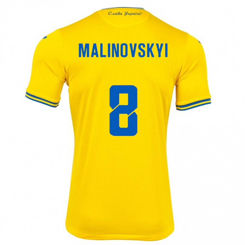 Niño Fútbol Camiseta Ucrania Ruslan Malinovskyi #8 Amarillo 1ª Equipación 24-26 México