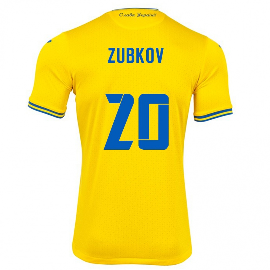 Niño Fútbol Camiseta Ucrania Oleksandr Zubkov #20 Amarillo 1ª Equipación 24-26 México