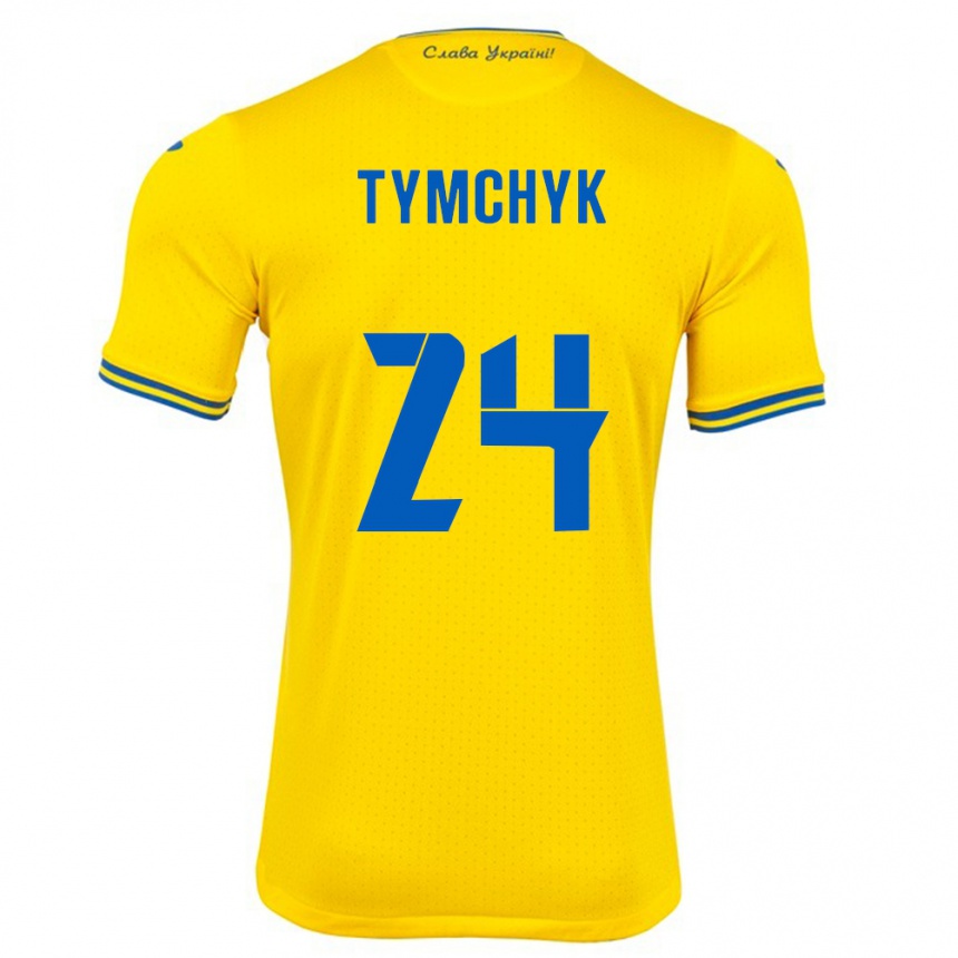 Niño Fútbol Camiseta Ucrania Oleksandr Tymchyk #24 Amarillo 1ª Equipación 24-26 México