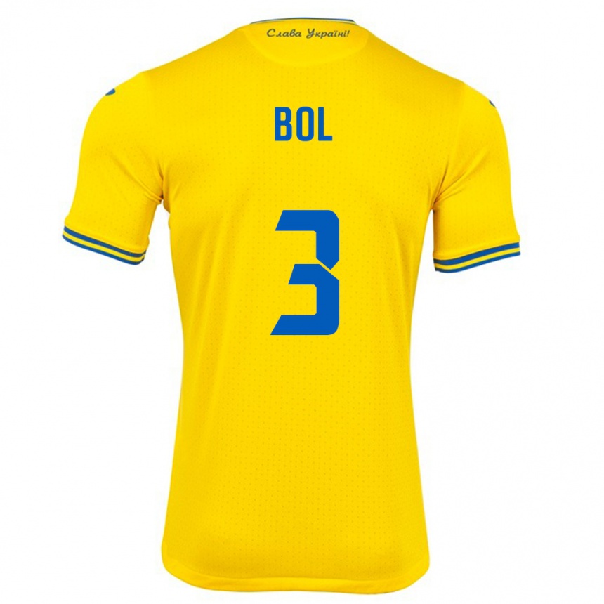 Niño Fútbol Camiseta Ucrania Anton Bol #3 Amarillo 1ª Equipación 24-26 México