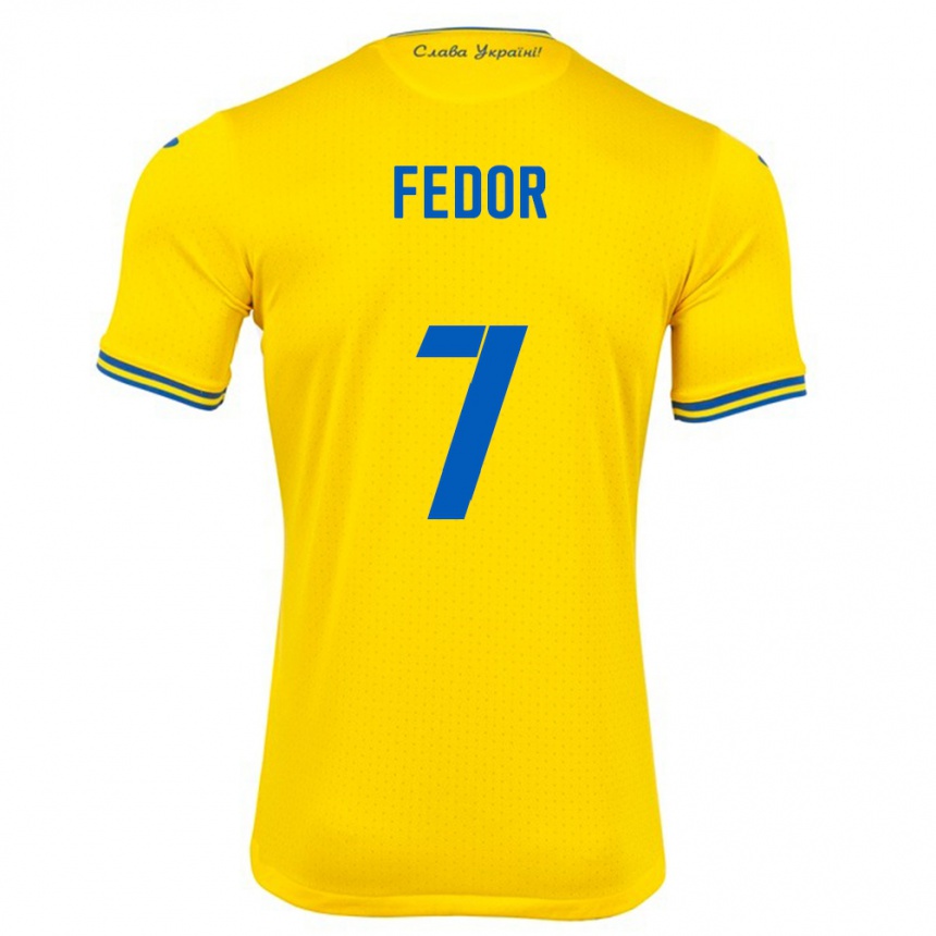 Niño Fútbol Camiseta Ucrania Oleg Fedor #7 Amarillo 1ª Equipación 24-26 México