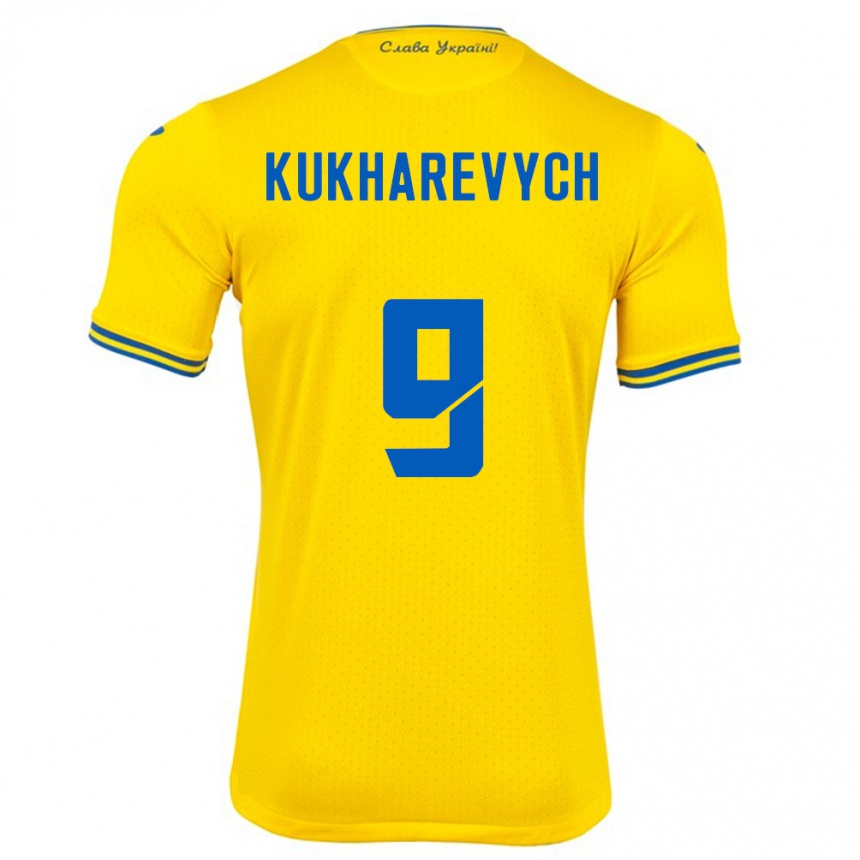 Niño Fútbol Camiseta Ucrania Mykola Kukharevych #9 Amarillo 1ª Equipación 24-26 México