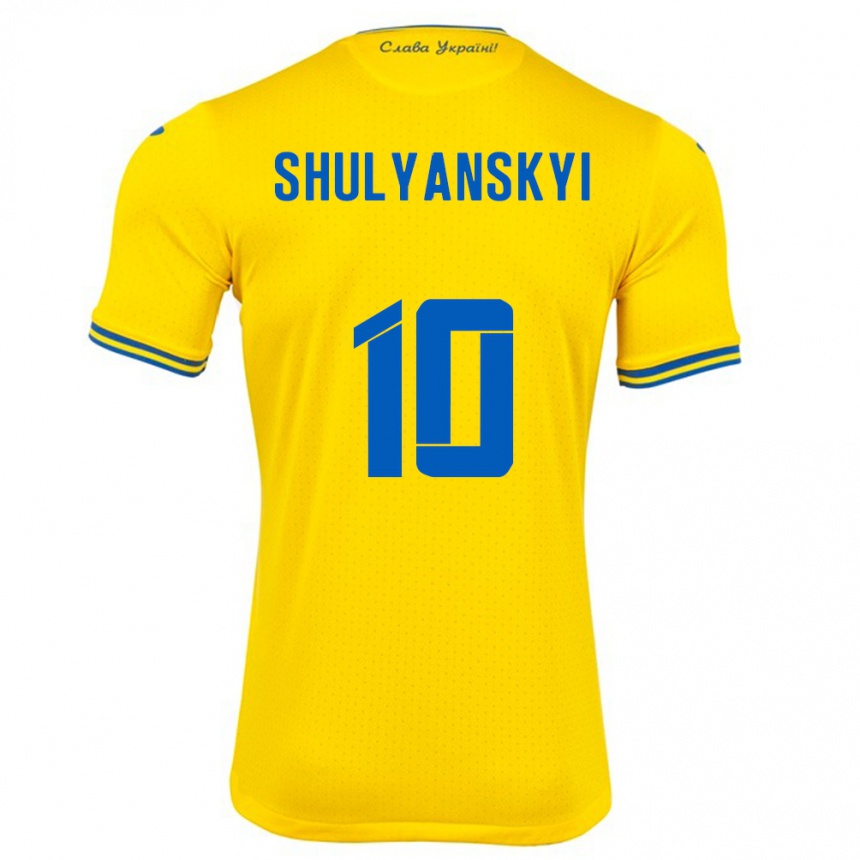 Niño Fútbol Camiseta Ucrania Artem Shulyanskyi #10 Amarillo 1ª Equipación 24-26 México