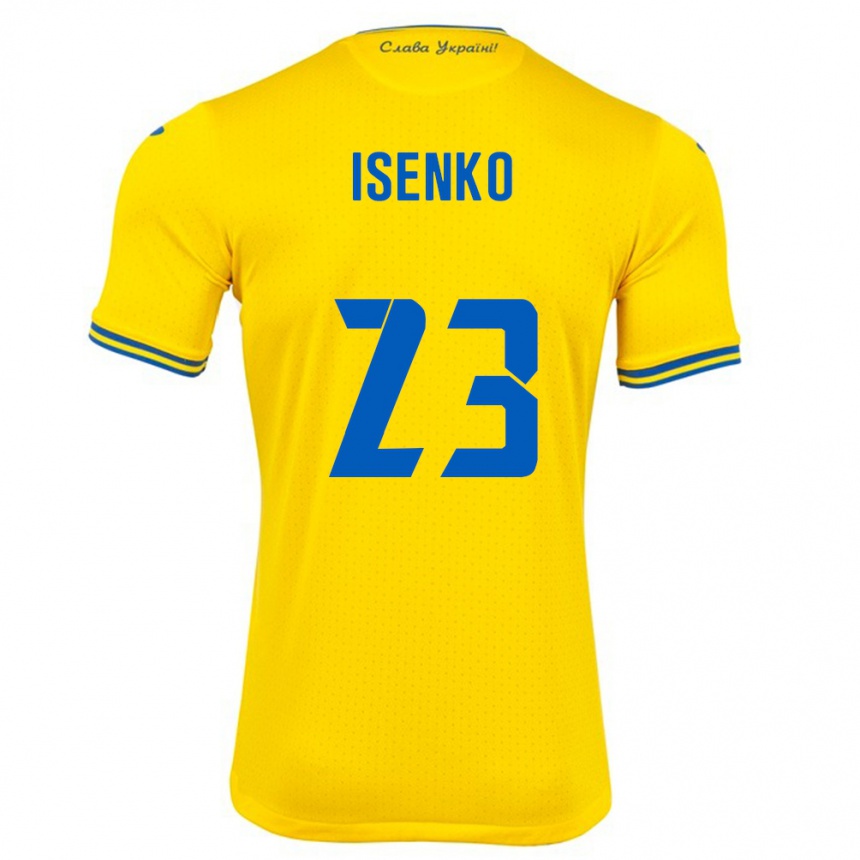 Niño Fútbol Camiseta Ucrania Pavlo Isenko #23 Amarillo 1ª Equipación 24-26 México