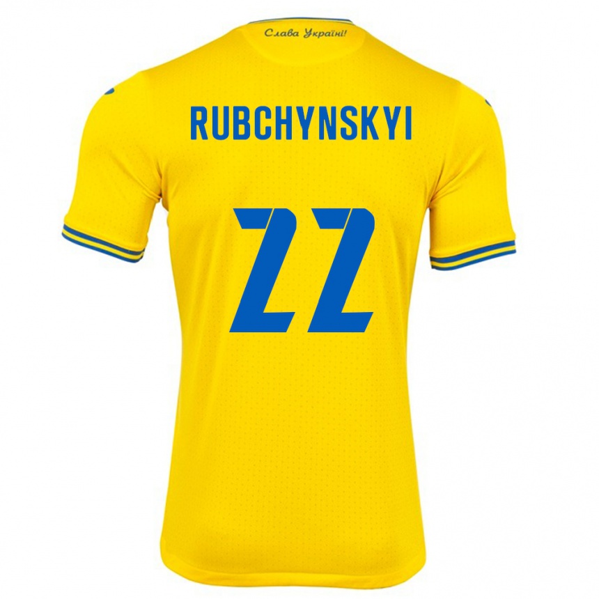 Niño Fútbol Camiseta Ucrania Valentyn Rubchynskyi #22 Amarillo 1ª Equipación 24-26 México