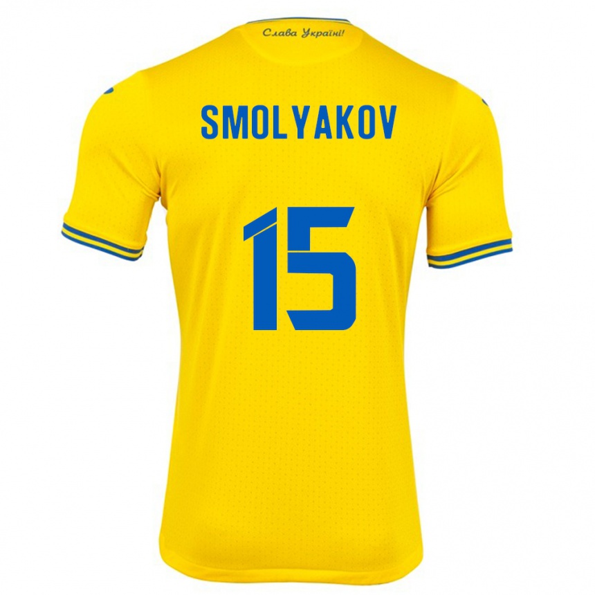 Niño Fútbol Camiseta Ucrania Artem Smolyakov #15 Amarillo 1ª Equipación 24-26 México