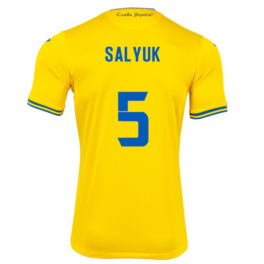 Niño Fútbol Camiseta Ucrania Volodymyr Salyuk #5 Amarillo 1ª Equipación 24-26 México