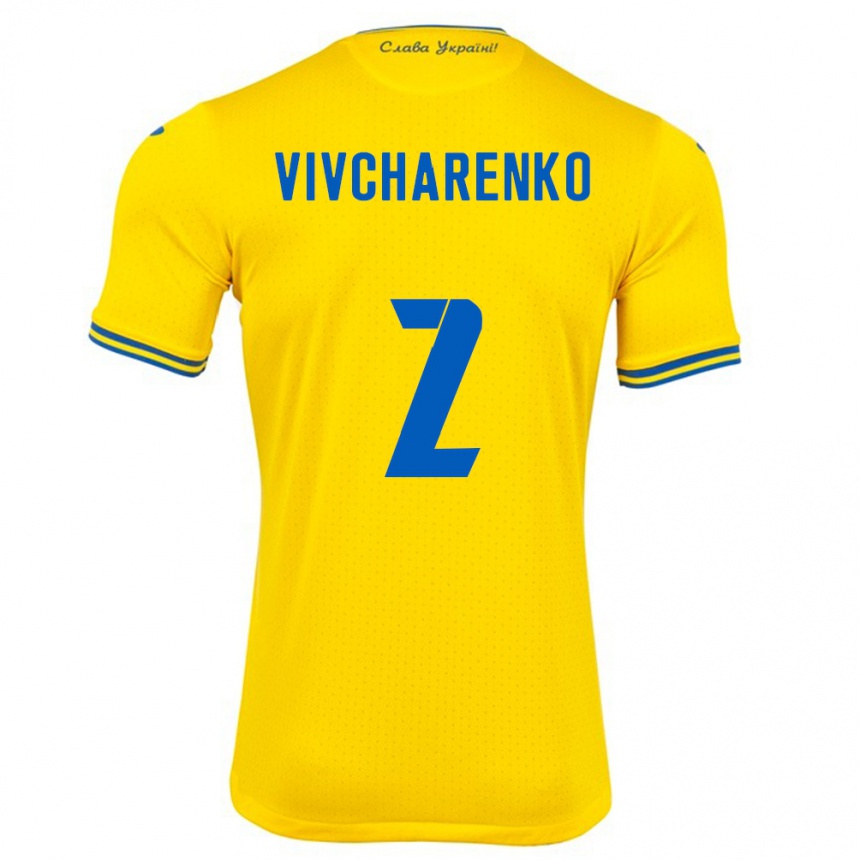 Niño Fútbol Camiseta Ucrania Kostyantyn Vivcharenko #2 Amarillo 1ª Equipación 24-26 México