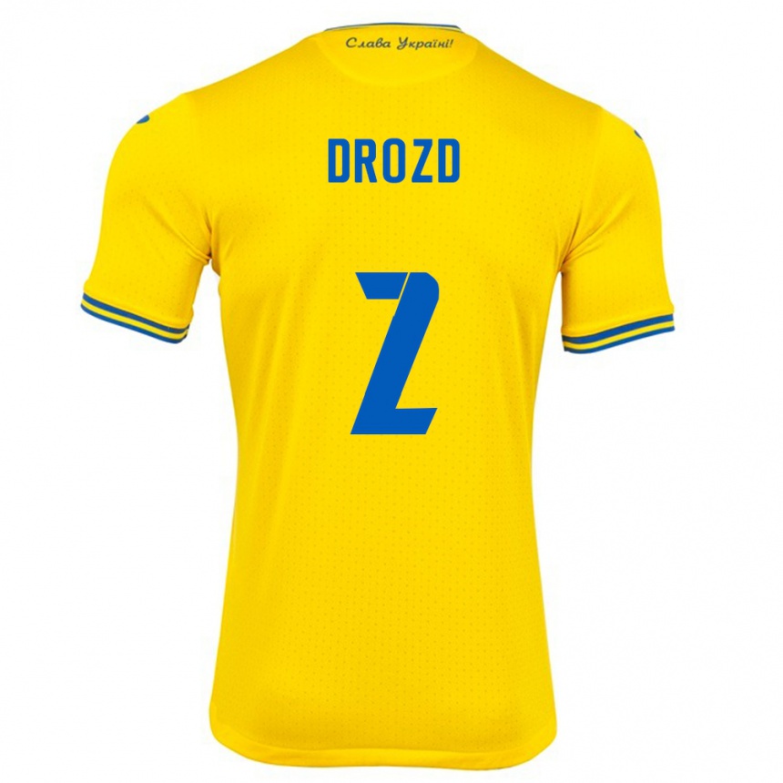 Niño Fútbol Camiseta Ucrania Anton Drozd #2 Amarillo 1ª Equipación 24-26 México