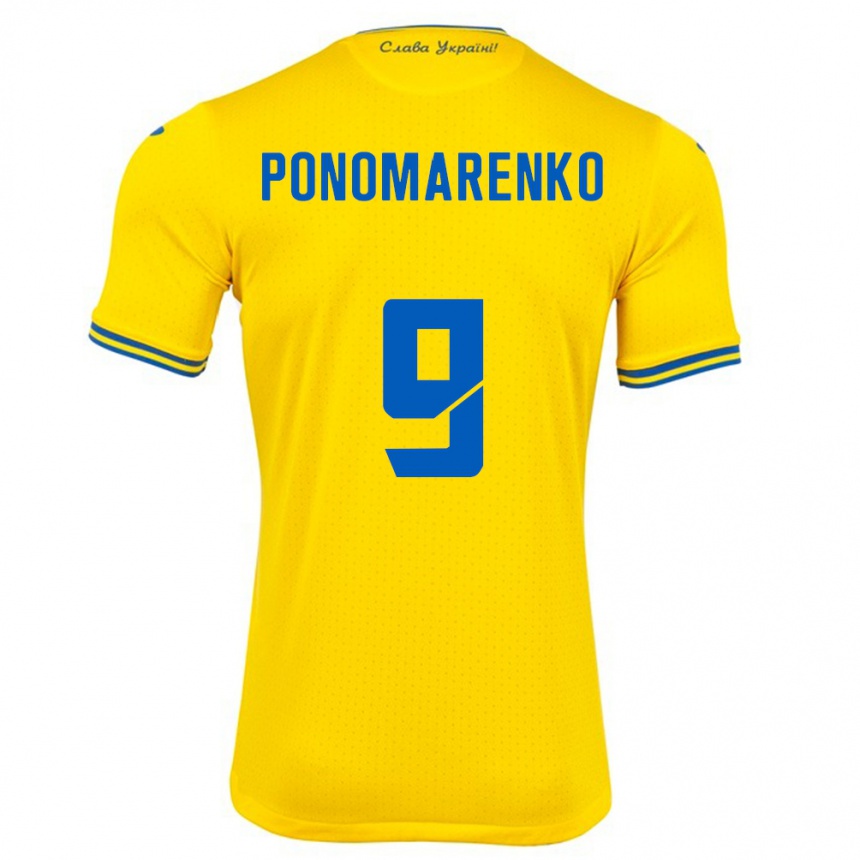 Niño Fútbol Camiseta Ucrania Matviy Ponomarenko #9 Amarillo 1ª Equipación 24-26 México