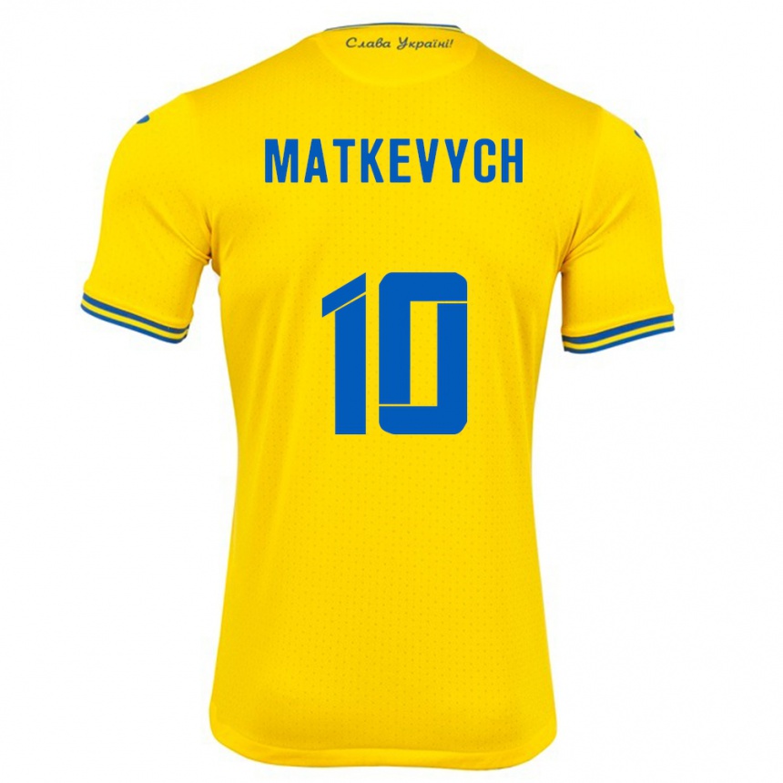 Niño Fútbol Camiseta Ucrania Andriy Matkevych #10 Amarillo 1ª Equipación 24-26 México