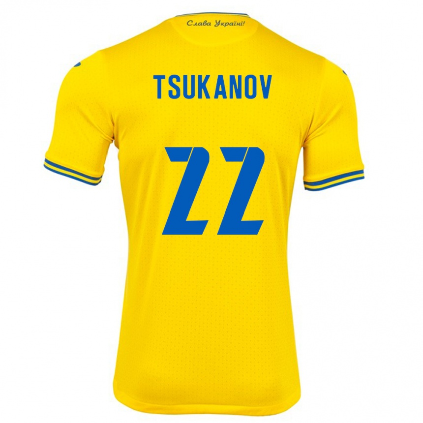 Niño Fútbol Camiseta Ucrania Viktor Tsukanov #22 Amarillo 1ª Equipación 24-26 México