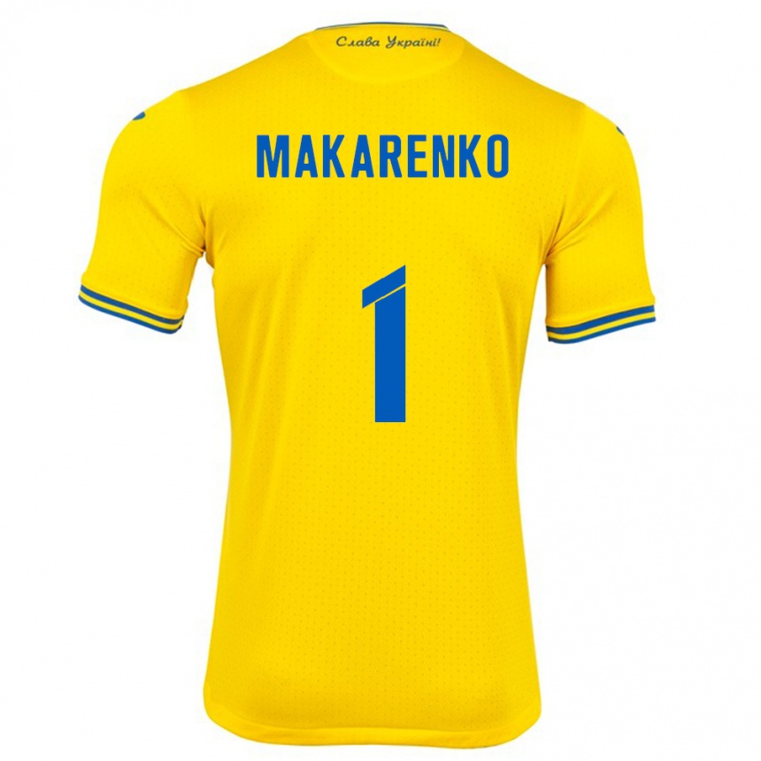 Niño Fútbol Camiseta Ucrania Nazar Makarenko #1 Amarillo 1ª Equipación 24-26 México