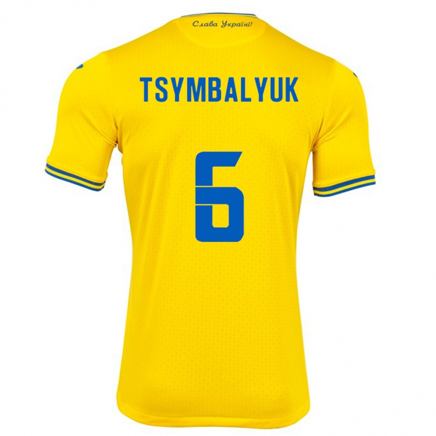 Niño Fútbol Camiseta Ucrania Maksym Tsymbalyuk #6 Amarillo 1ª Equipación 24-26 México