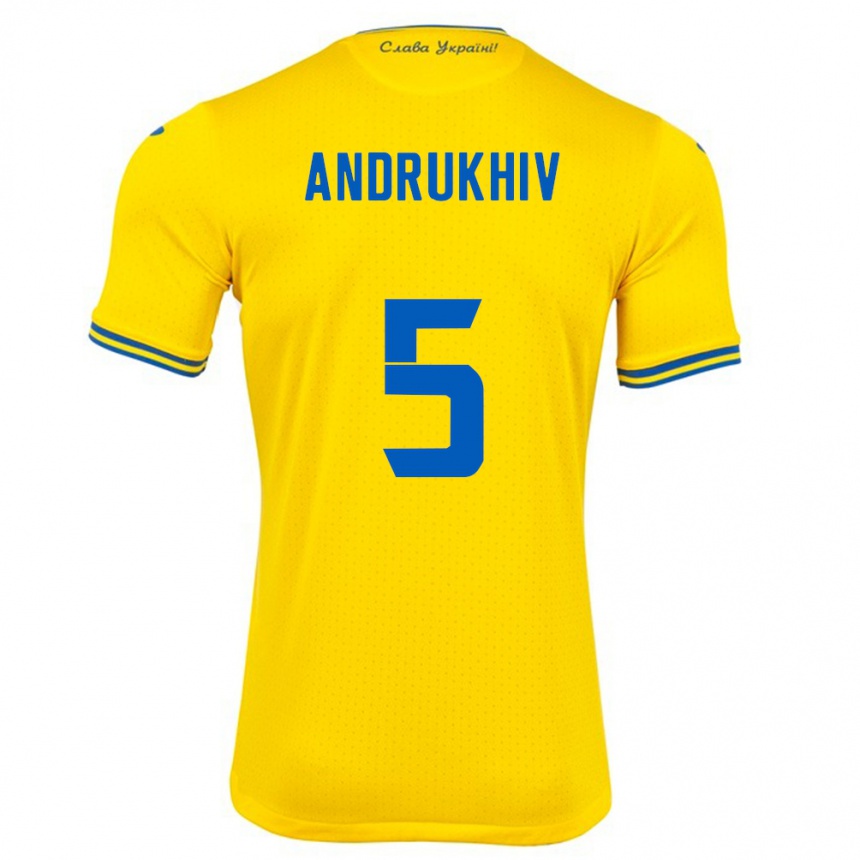 Niño Fútbol Camiseta Ucrania Veronika Andrukhiv #5 Amarillo 1ª Equipación 24-26 México