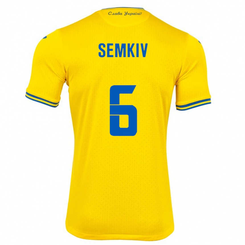 Niño Fútbol Camiseta Ucrania Dayana Semkiv #6 Amarillo 1ª Equipación 24-26 México