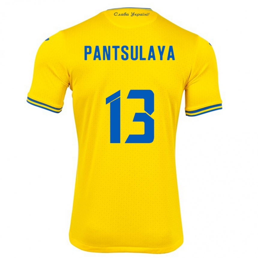 Niño Fútbol Camiseta Ucrania Natiya Pantsulaya #13 Amarillo 1ª Equipación 24-26 México