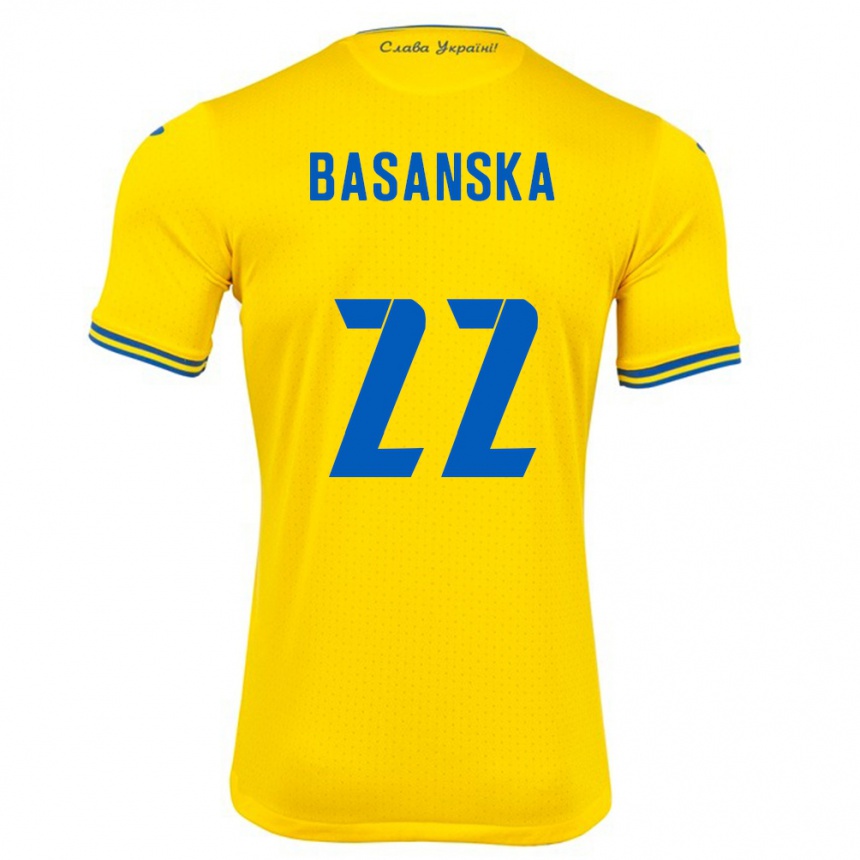 Niño Fútbol Camiseta Ucrania Olga Basanska #22 Amarillo 1ª Equipación 24-26 México