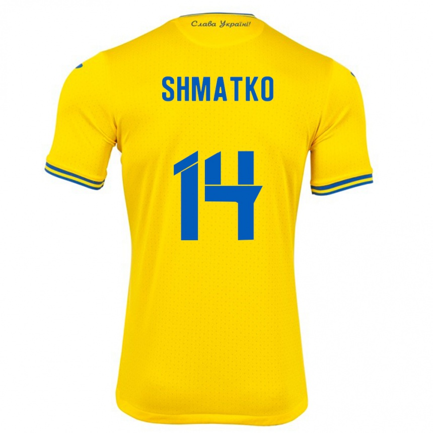 Niño Fútbol Camiseta Ucrania Lyubov Shmatko #14 Amarillo 1ª Equipación 24-26 México