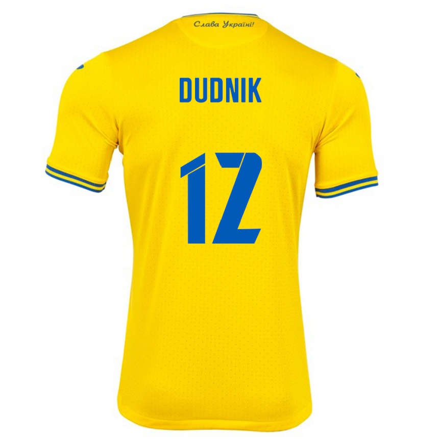 Niño Fútbol Camiseta Ucrania Marina Dudnik #12 Amarillo 1ª Equipación 24-26 México