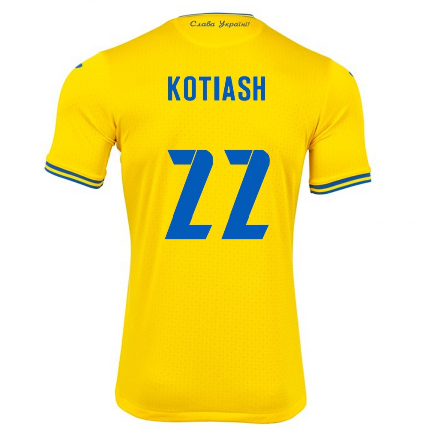 Niño Fútbol Camiseta Ucrania Iryna Kotiash #22 Amarillo 1ª Equipación 24-26 México