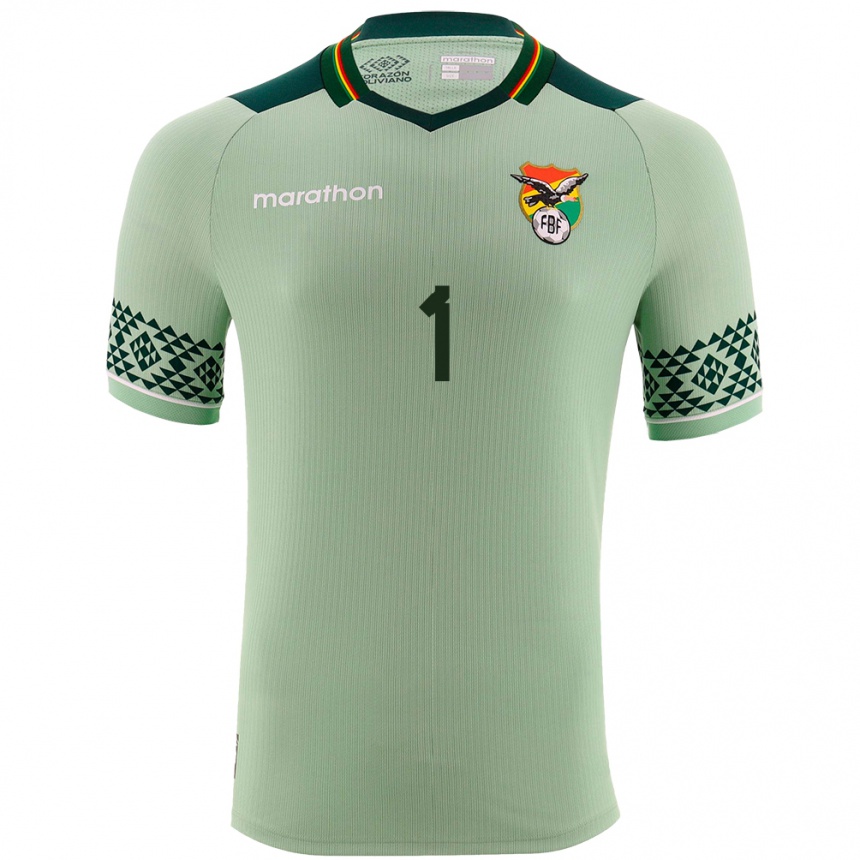 Niño Fútbol Camiseta Bolivia Bruno Poveda #1 Verde Claro 1ª Equipación 24-26 México