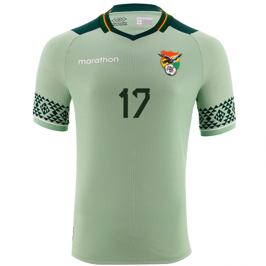 Niño Fútbol Camiseta Bolivia Jhon Velásquez #17 Verde Claro 1ª Equipación 24-26 México