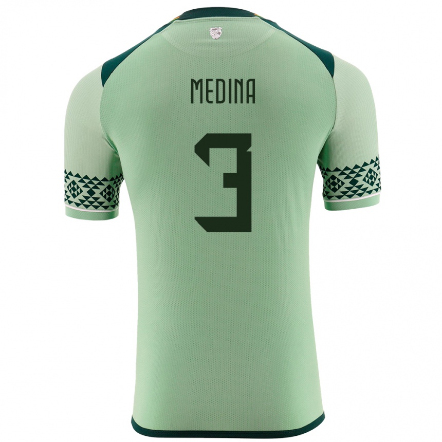 Niño Fútbol Camiseta Bolivia Diego Medina #3 Verde Claro 1ª Equipación 24-26 México