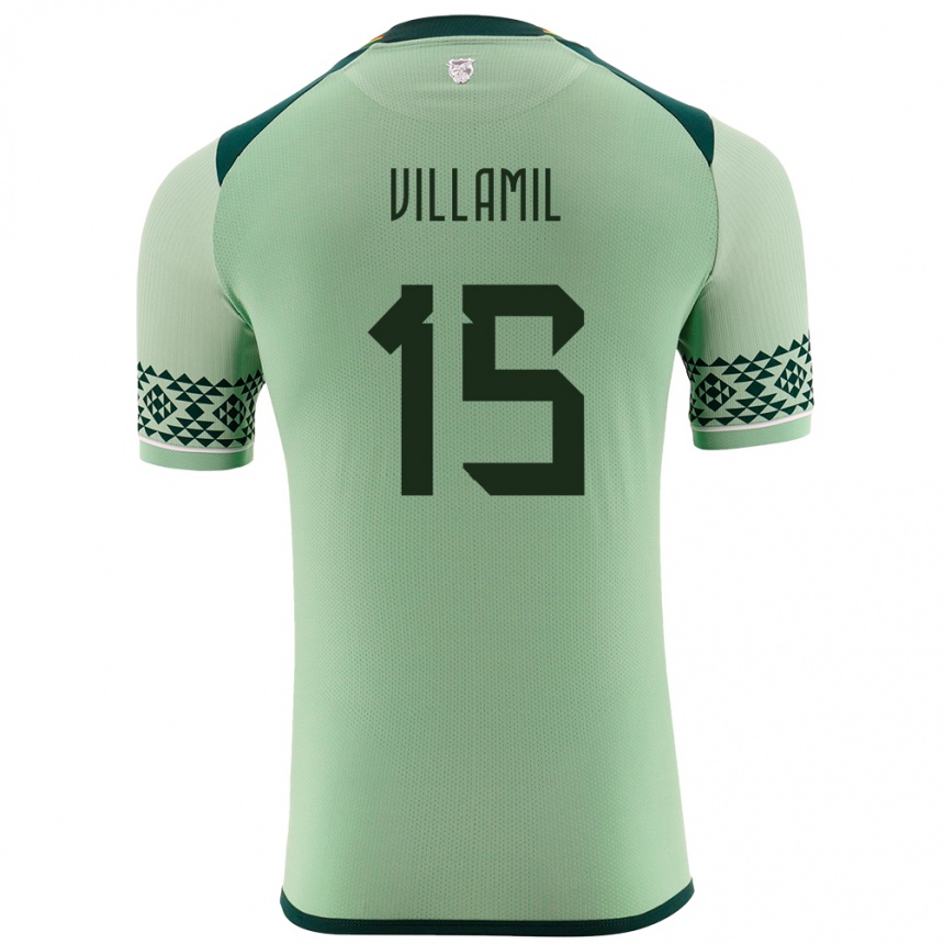 Niño Fútbol Camiseta Bolivia Gabriel Villamíl #15 Verde Claro 1ª Equipación 24-26 México