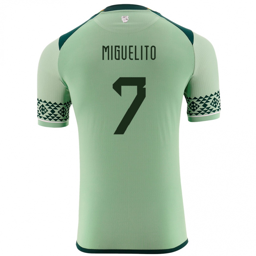 Niño Fútbol Camiseta Bolivia Miguelito #7 Verde Claro 1ª Equipación 24-26 México