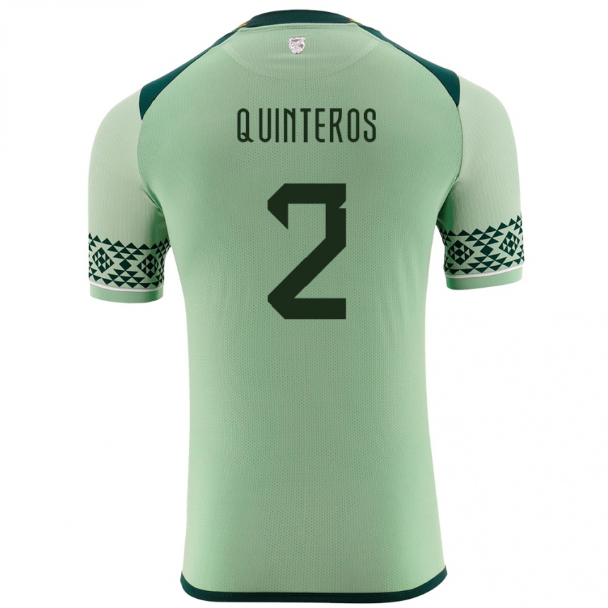 Niño Fútbol Camiseta Bolivia Jairo Quinteros #2 Verde Claro 1ª Equipación 24-26 México