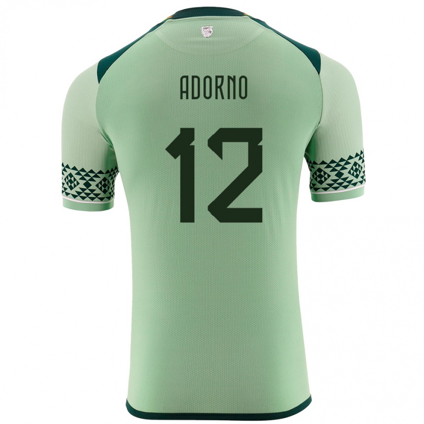 Niño Fútbol Camiseta Bolivia Carlos Adorno #12 Verde Claro 1ª Equipación 24-26 México