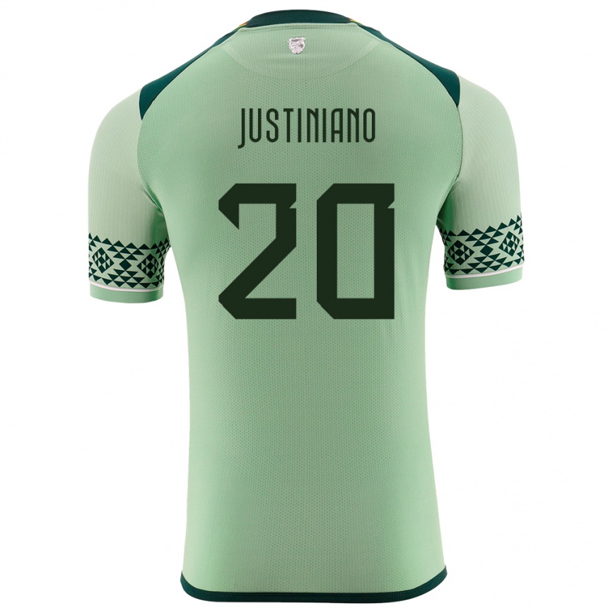 Niño Fútbol Camiseta Bolivia Leonardo Justiniano #20 Verde Claro 1ª Equipación 24-26 México
