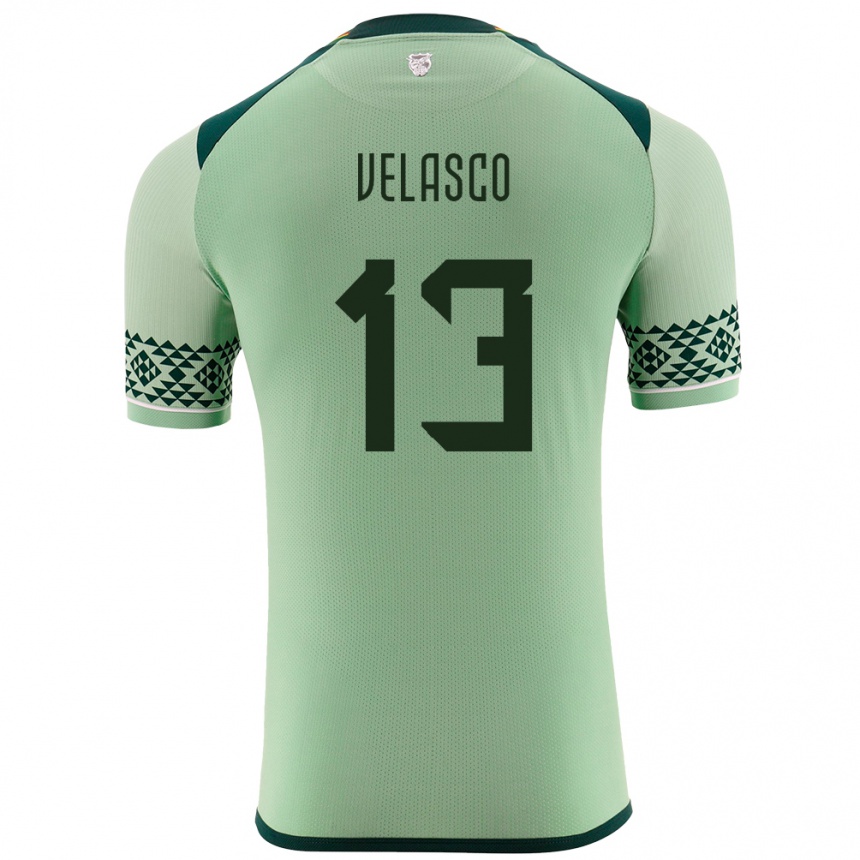 Niño Fútbol Camiseta Bolivia Jhon Velasco #13 Verde Claro 1ª Equipación 24-26 México