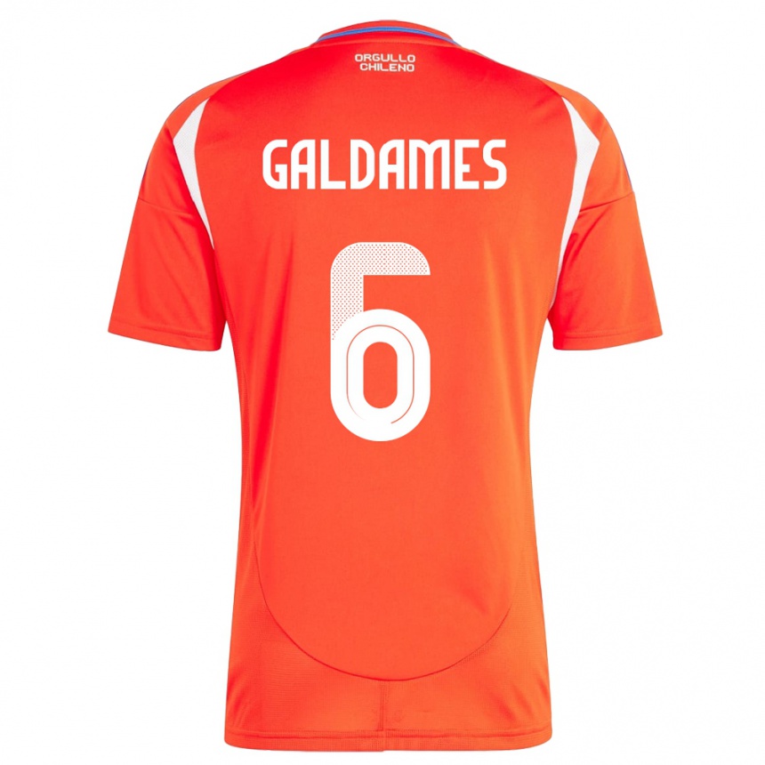 Niño Fútbol Camiseta Chile Thomas Galdames #6 Rojo 1ª Equipación 24-26 México