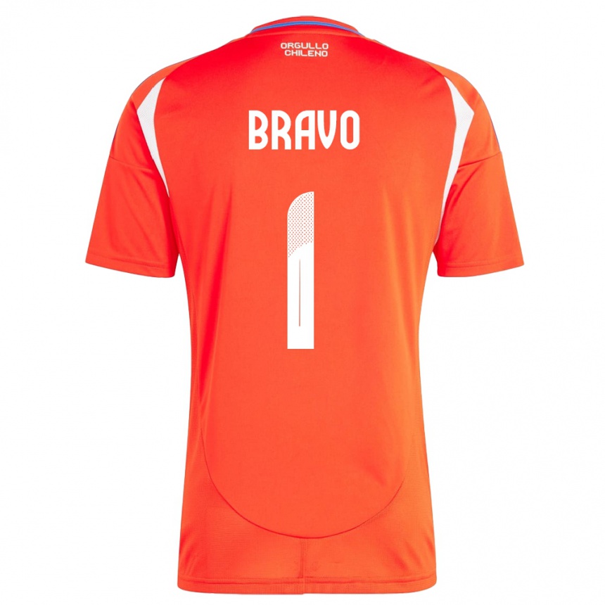 Niño Fútbol Camiseta Chile Claudio Bravo #1 Rojo 1ª Equipación 24-26 México