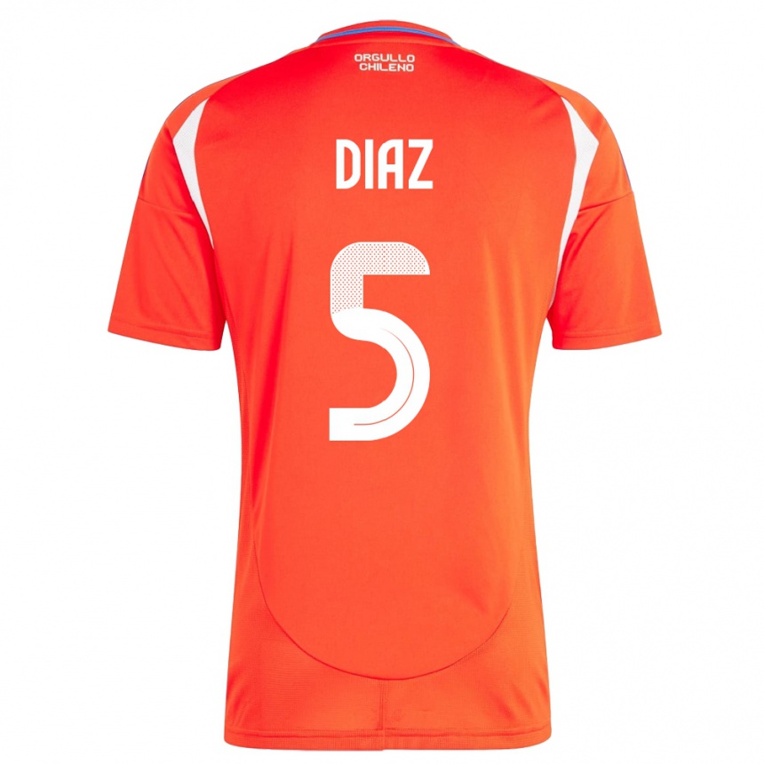 Niño Fútbol Camiseta Chile Paulo Díaz #5 Rojo 1ª Equipación 24-26 México