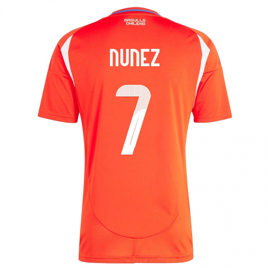 Niño Fútbol Camiseta Chile Marcelino Núñez #7 Rojo 1ª Equipación 24-26 México