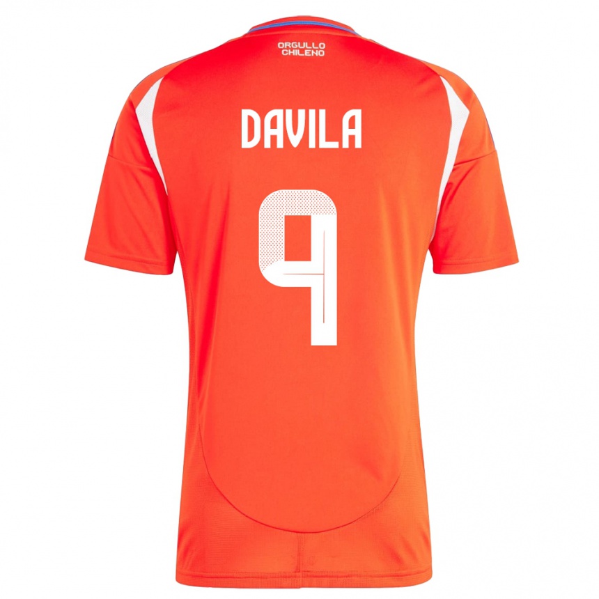 Niño Fútbol Camiseta Chile Víctor Dávila #9 Rojo 1ª Equipación 24-26 México