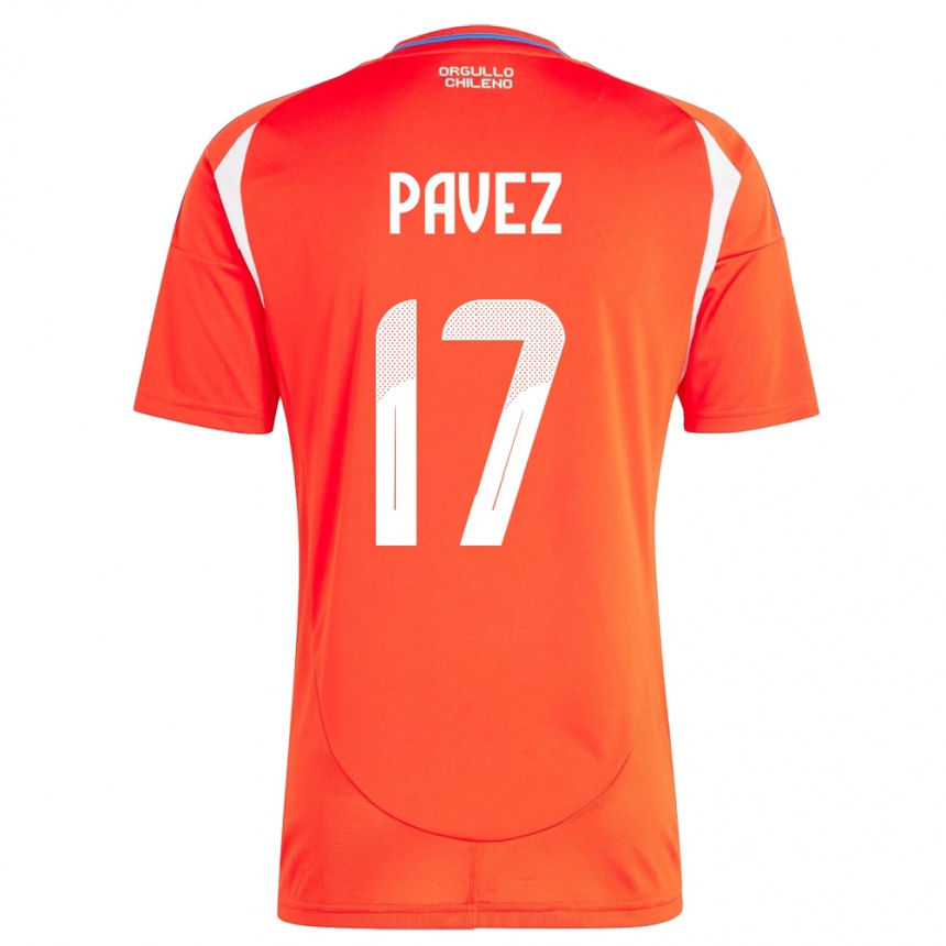 Niño Fútbol Camiseta Chile Esteban Pavez #17 Rojo 1ª Equipación 24-26 México