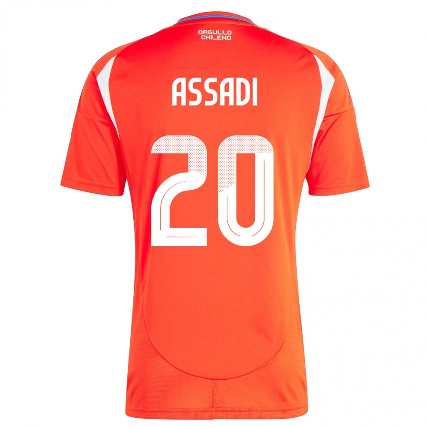 Niño Fútbol Camiseta Chile Lucas Assadi #20 Rojo 1ª Equipación 24-26 México