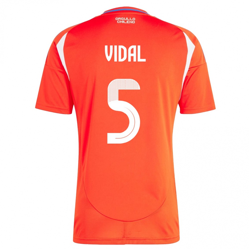 Niño Fútbol Camiseta Chile Valentín Vidal #5 Rojo 1ª Equipación 24-26 México