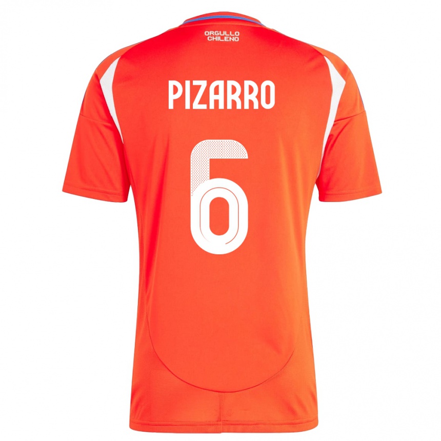 Niño Fútbol Camiseta Chile Vicente Pizarro #6 Rojo 1ª Equipación 24-26 México