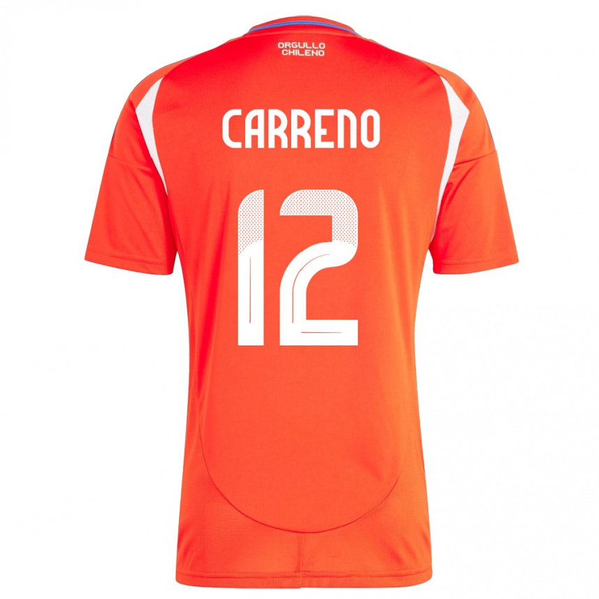 Niño Fútbol Camiseta Chile Diego Carreño #12 Rojo 1ª Equipación 24-26 México