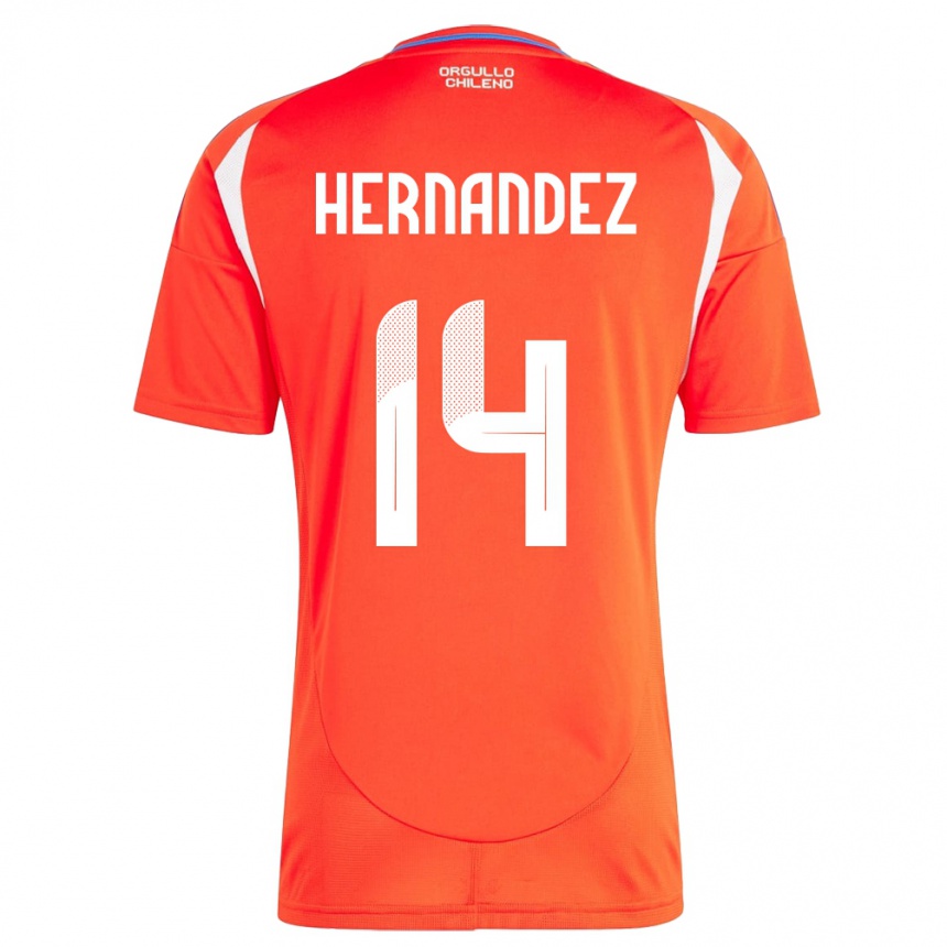 Niño Fútbol Camiseta Chile Leandro Hernández #14 Rojo 1ª Equipación 24-26 México