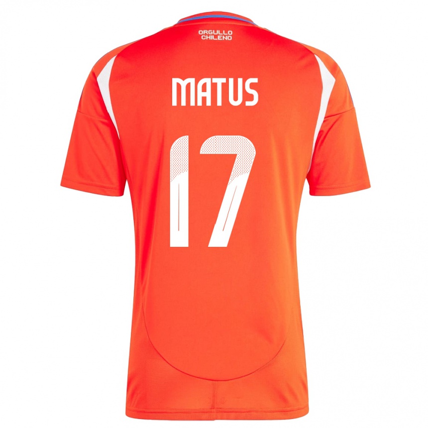 Niño Fútbol Camiseta Chile Esteban Matus #17 Rojo 1ª Equipación 24-26 México