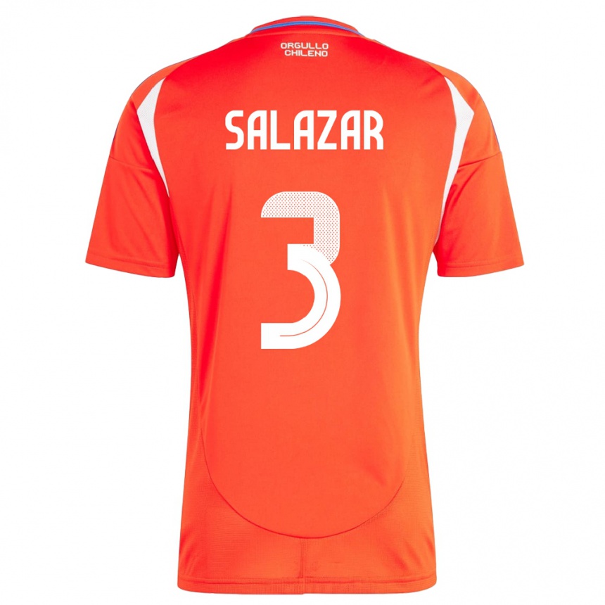 Niño Fútbol Camiseta Chile Yahir Salazar #3 Rojo 1ª Equipación 24-26 México