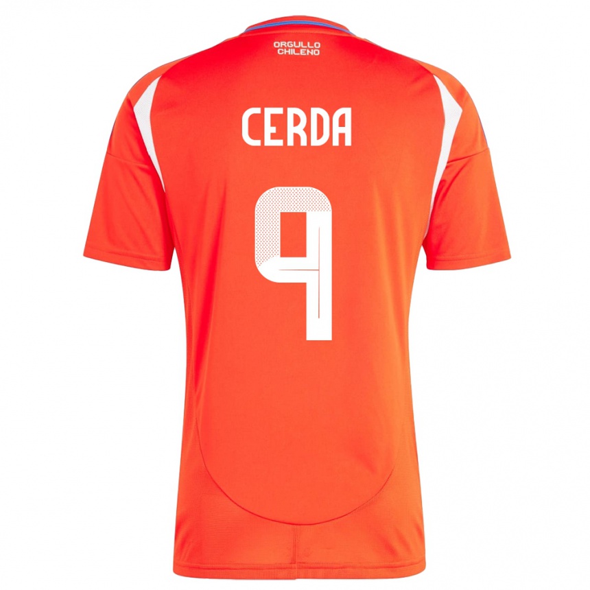 Niño Fútbol Camiseta Chile Axel Cerda #9 Rojo 1ª Equipación 24-26 México