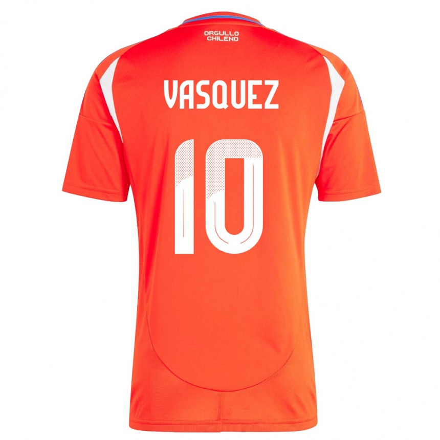 Niño Fútbol Camiseta Chile Ignacio Vásquez #10 Rojo 1ª Equipación 24-26 México