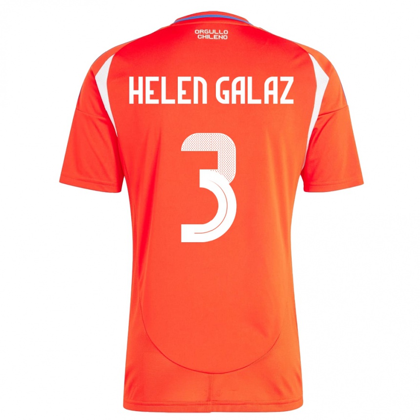 Niño Fútbol Camiseta Chile Su Helen Galaz #3 Rojo 1ª Equipación 24-26 México